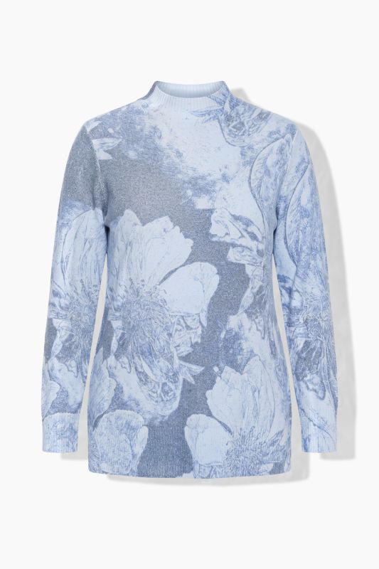 Micro-Sequined Floral Turtleneck Sweater