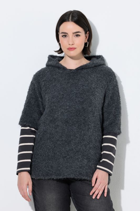 Melange Knit Short Sleeve Hoodie
