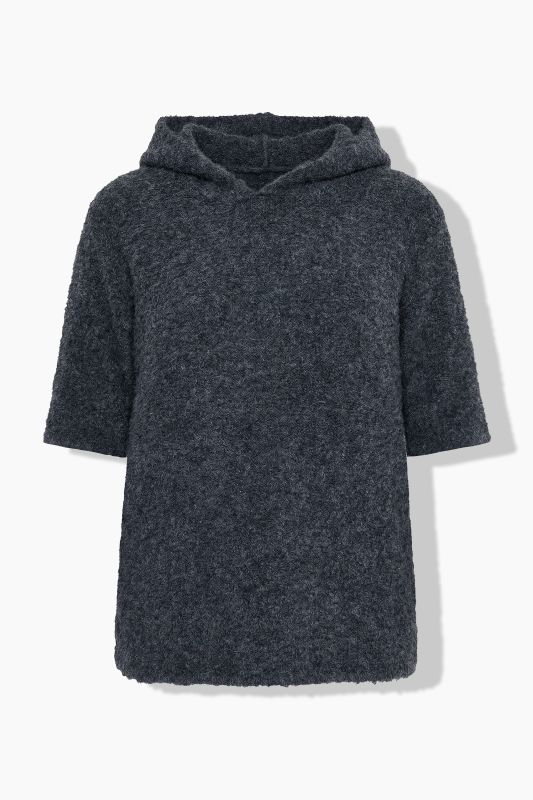 Melange Knit Short Sleeve Hoodie