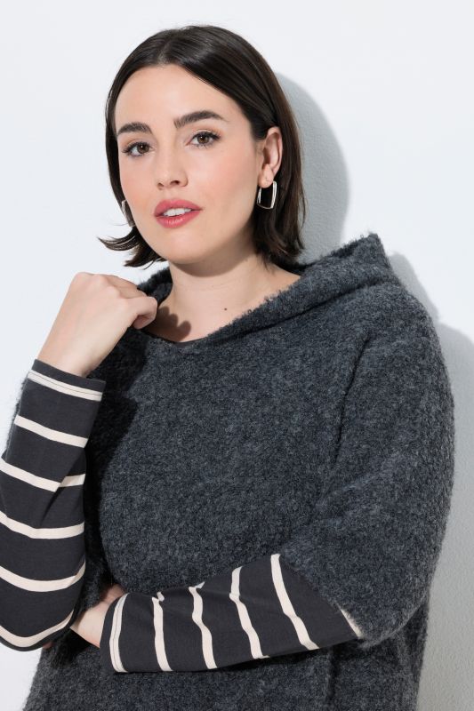 Melange Knit Short Sleeve Hoodie