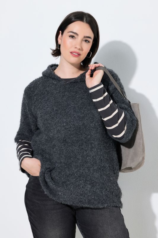 Melange Knit Short Sleeve Hoodie