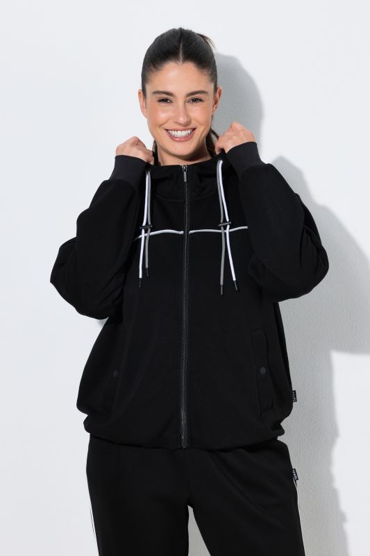 Contrast Piping Zip-Up Hoodie