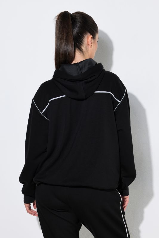 Contrast Piping Zip-Up Hoodie