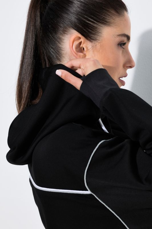 Contrast Piping Zip-Up Hoodie