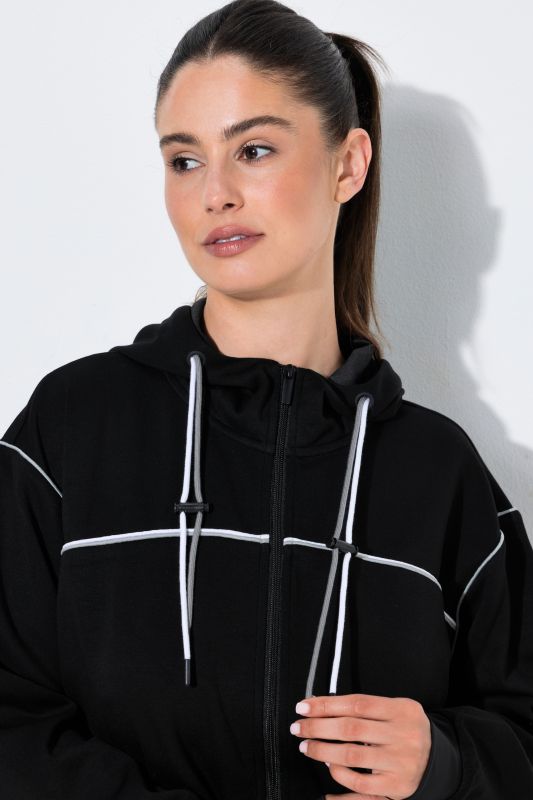 Contrast Piping Zip-Up Hoodie