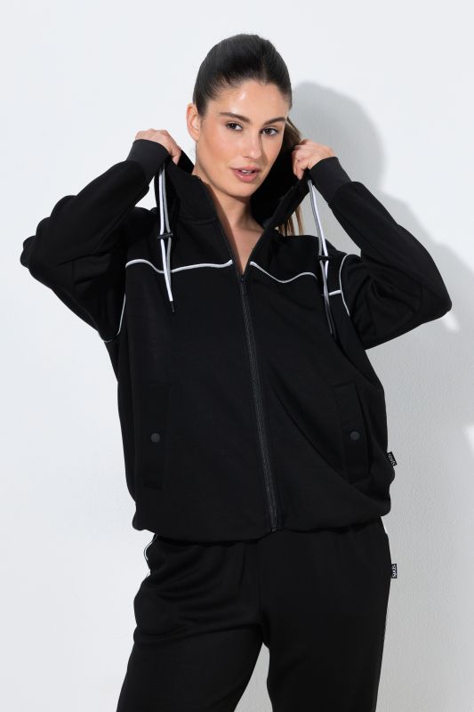 Contrast Piping Zip-Up Hoodie