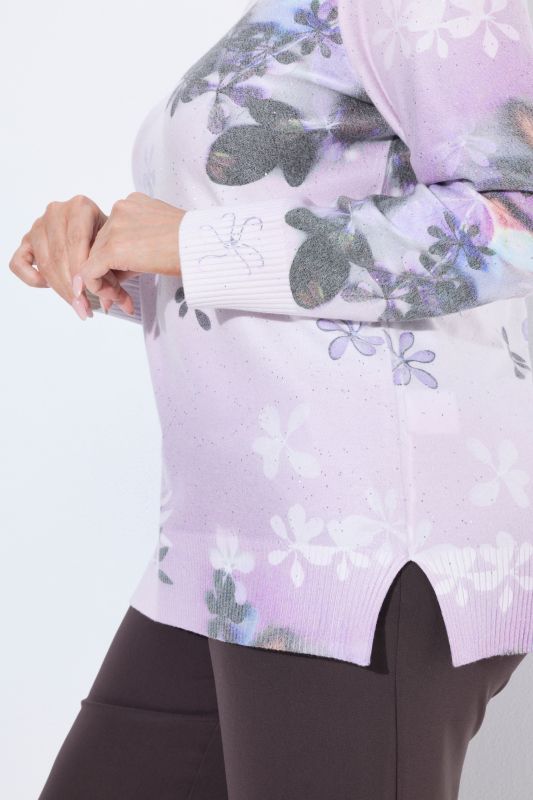 Pastel Floral Sequined Turtleneck Sweater