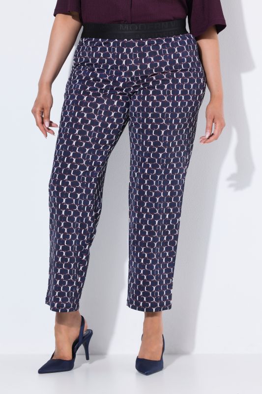 Geometric Print Elastic Waist Pants