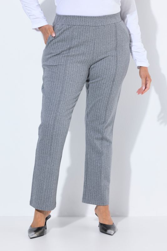 Pinstripe Elastic Waist Pressed Pleat Pants