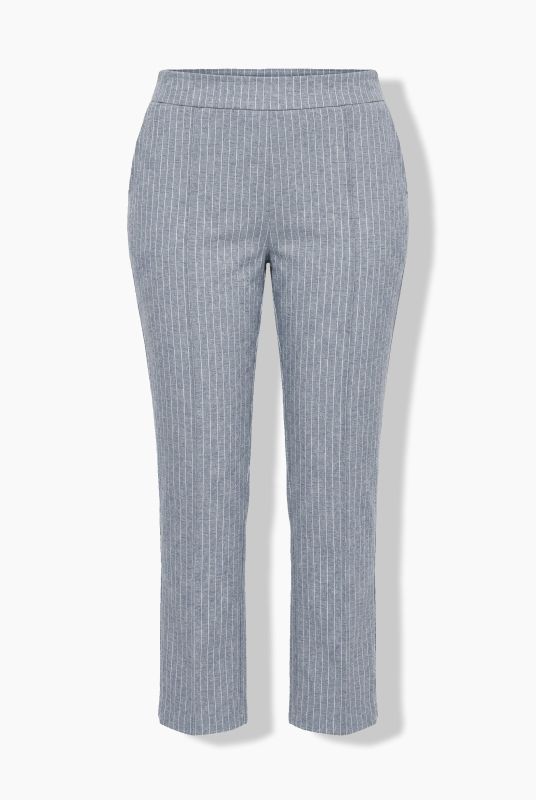 Pinstripe Elastic Waist Pressed Pleat Pants