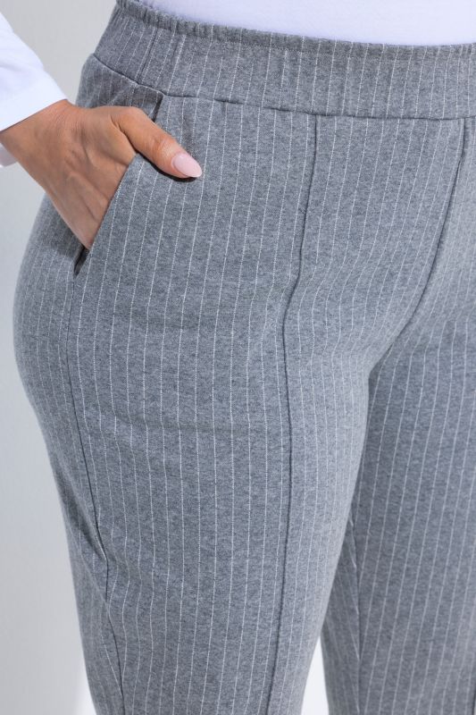 Pinstripe Elastic Waist Pressed Pleat Pants