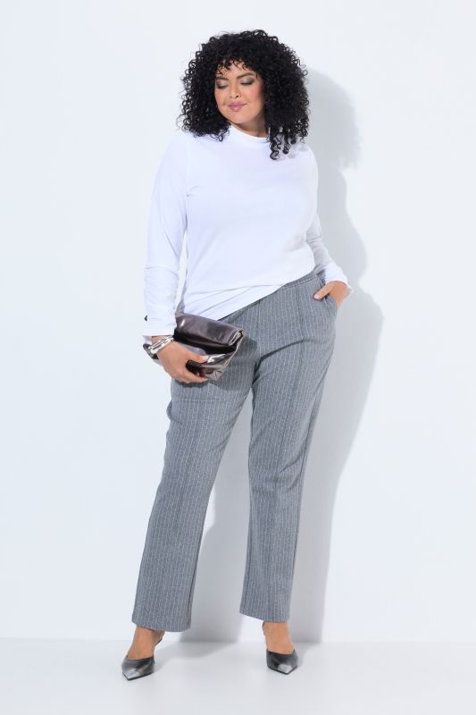 Pinstripe Elastic Waist Pressed Pleat Pants