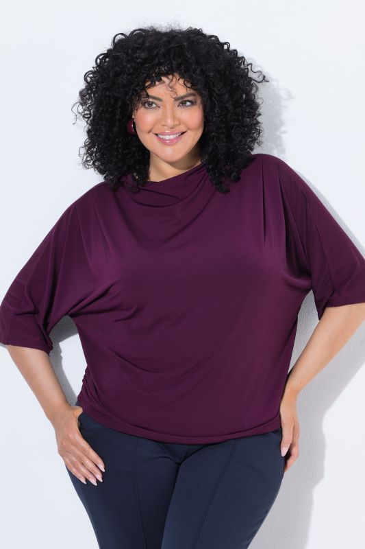 Waterfall Neckline 3/4 Sleeve Jersey Tee