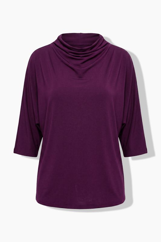 Waterfall Neckline 3/4 Sleeve Jersey Tee