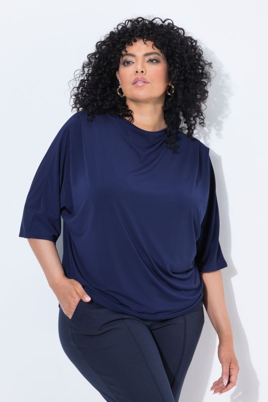 Waterfall Neckline 3/4 Sleeve Jersey Tee