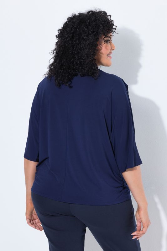 Waterfall Neckline 3/4 Sleeve Jersey Tee