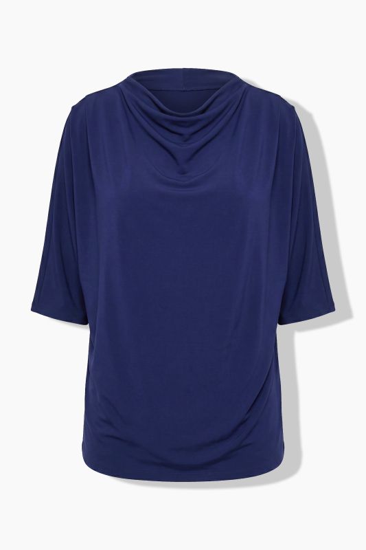 Waterfall Neckline 3/4 Sleeve Jersey Tee