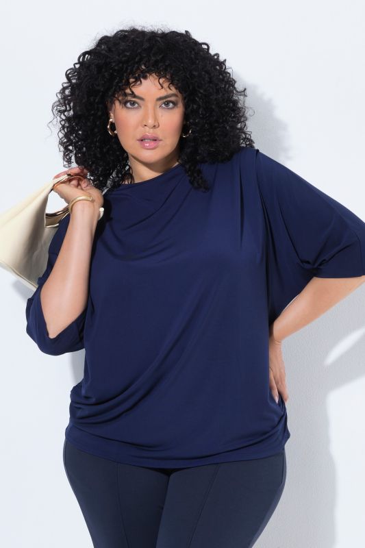 Waterfall Neckline 3/4 Sleeve Jersey Tee