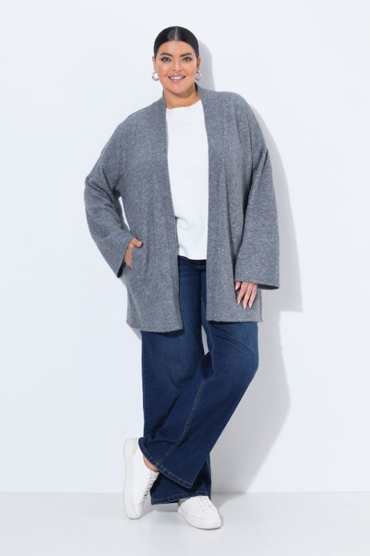 Open Shape Long Sleeve Shawl Collar Cardigan
