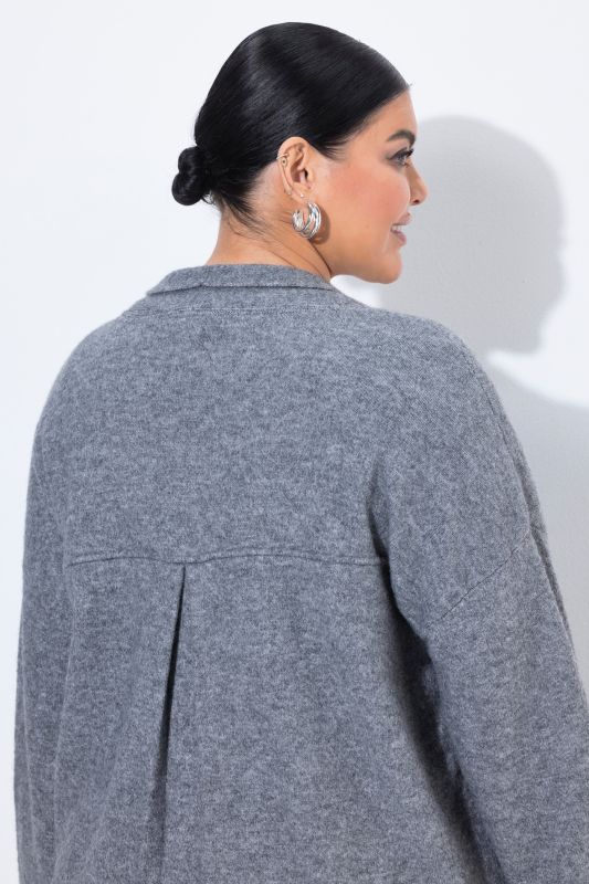 Open Shape Long Sleeve Shawl Collar Cardigan