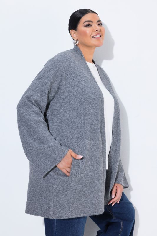 Open Shape Long Sleeve Shawl Collar Cardigan
