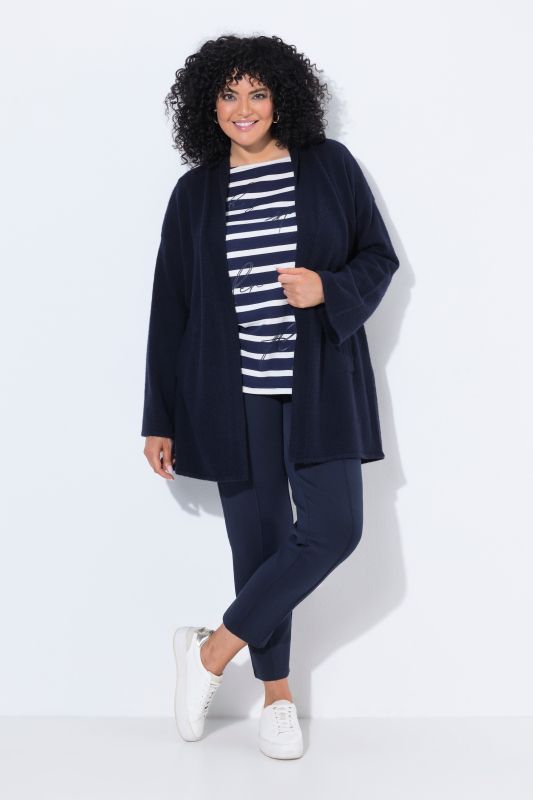 Open Shape Long Sleeve Shawl Collar Cardigan