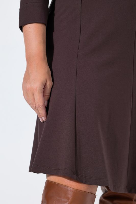 Zip-Up Punto di Roma Jersey 3/4 Sleeve A-Line Dress