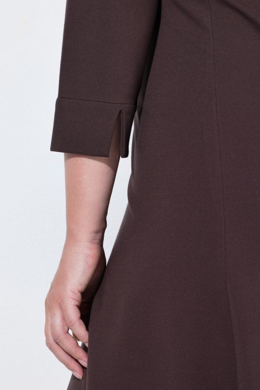 Zip-Up Punto di Roma Jersey 3/4 Sleeve A-Line Dress