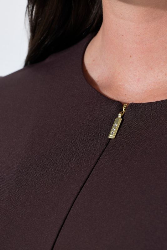 Zip-Up Punto di Roma Jersey 3/4 Sleeve A-Line Dress