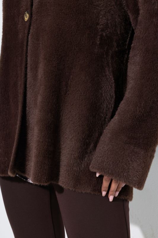 Plush Knit Button-Down Cardigan