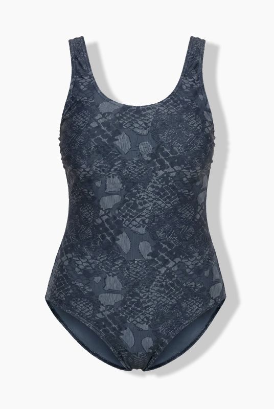 Snakeskin Print Cupless Swimsuit