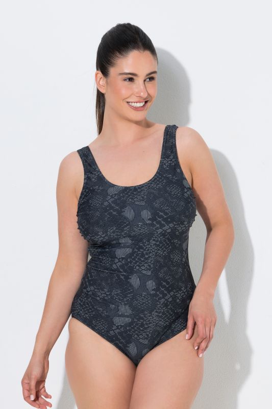 Snakeskin Print Cupless Swimsuit