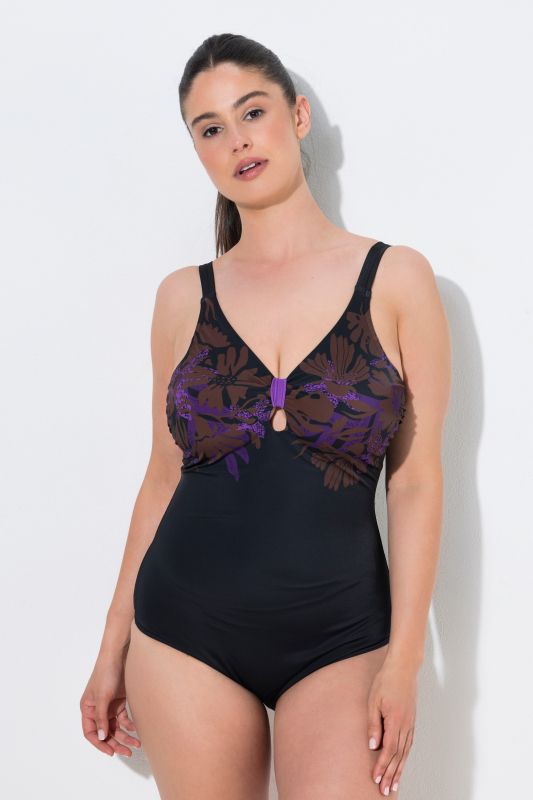 Moonlit Foliage Keyhole Neckline Swimsuit