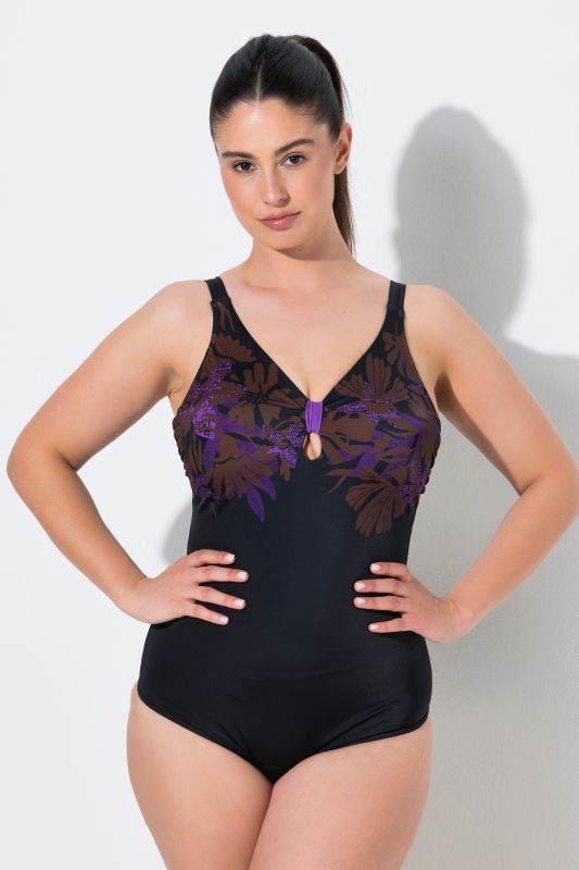 Moonlit Foliage Keyhole Neckline Swimsuit