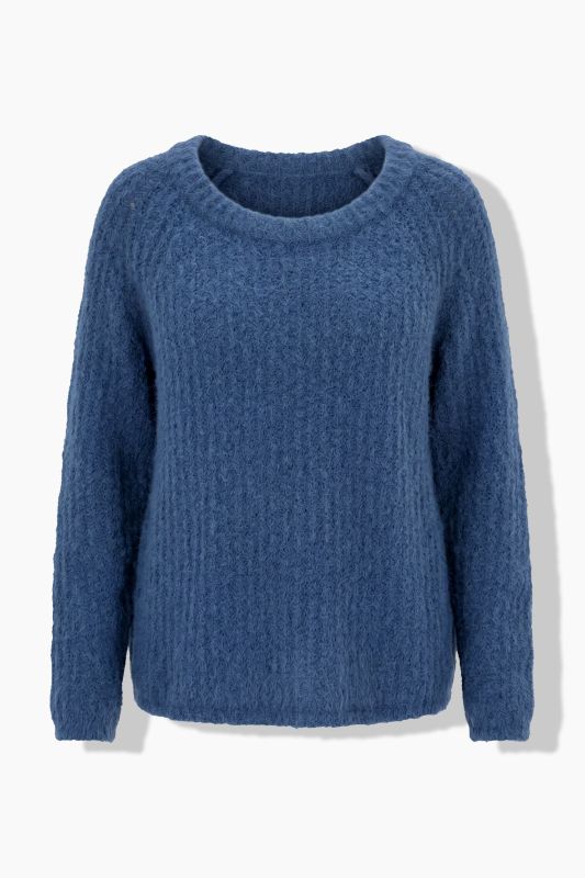 Rolled Edge Ribbed Knit Long Sleeve Sweater