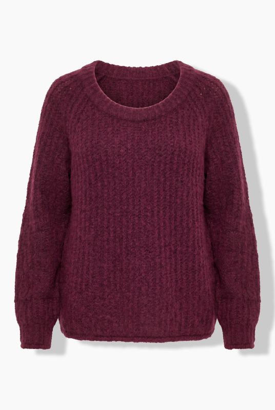 Rolled Edge Ribbed Knit Long Sleeve Sweater