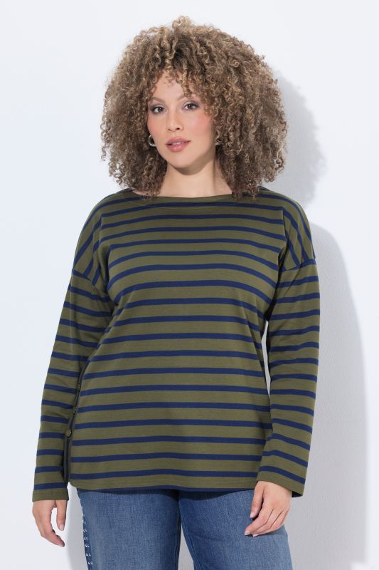 Striped Long Sleeve Boat Neck Tee