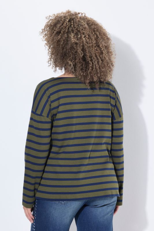 Striped Long Sleeve Boat Neck Tee