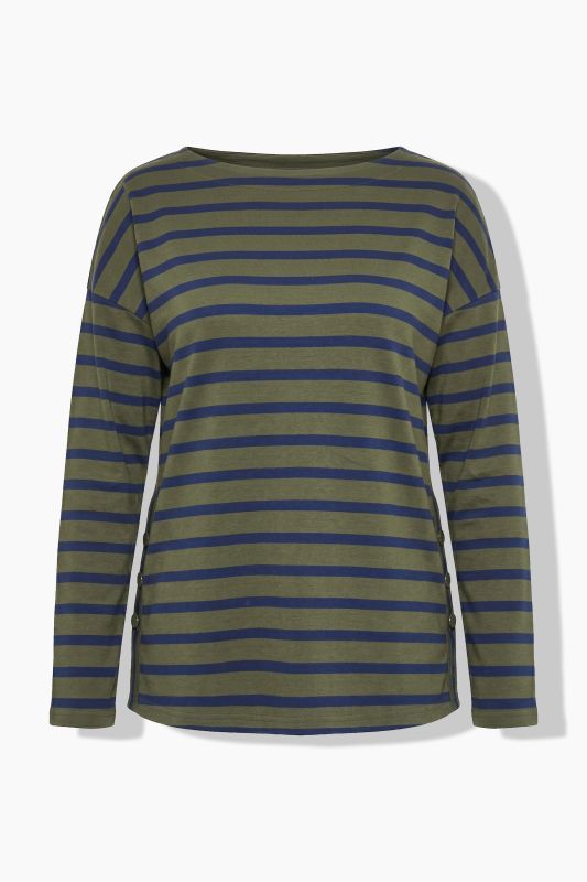 Striped Long Sleeve Boat Neck Tee