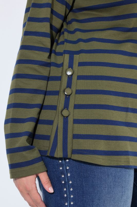 Striped Long Sleeve Boat Neck Tee