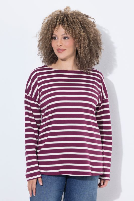 Striped Long Sleeve Boat Neck Tee