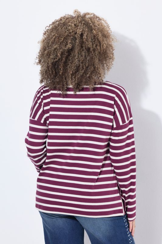 Striped Long Sleeve Boat Neck Tee