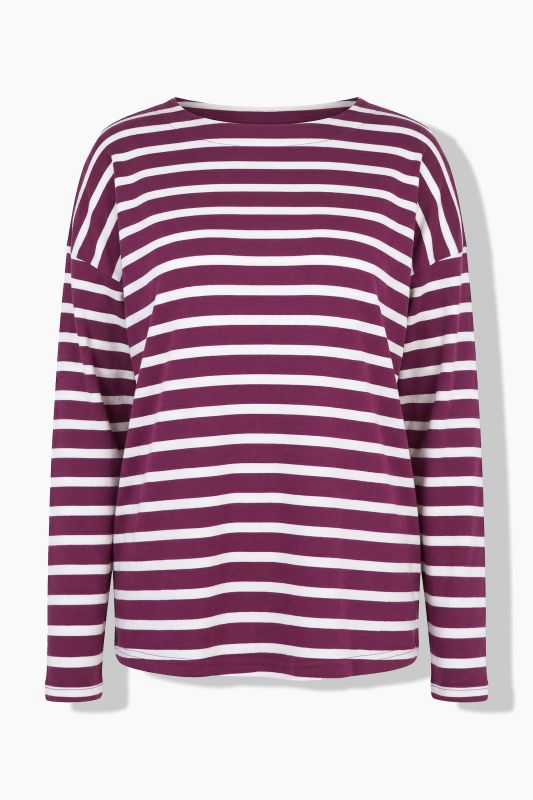 Striped Long Sleeve Boat Neck Tee