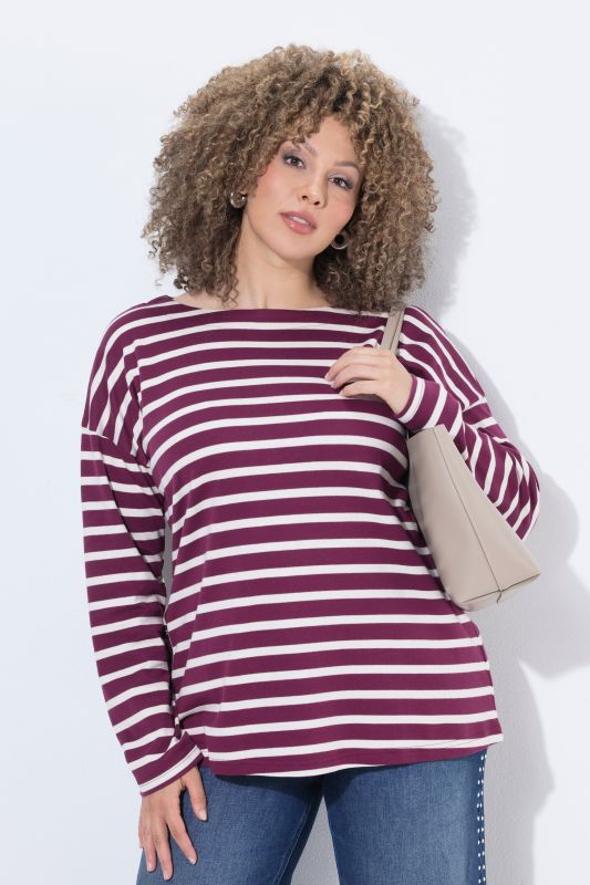 Striped Long Sleeve Boat Neck Tee
