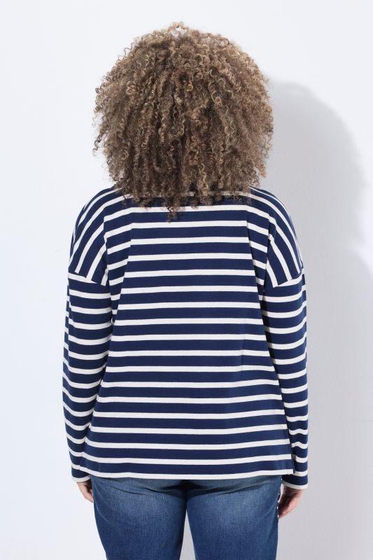 Striped Long Sleeve Boat Neck Tee