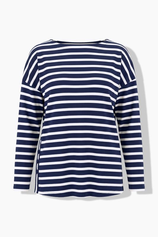 Striped Long Sleeve Boat Neck Tee