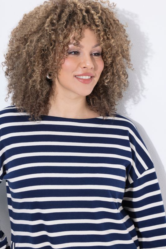 Striped Long Sleeve Boat Neck Tee