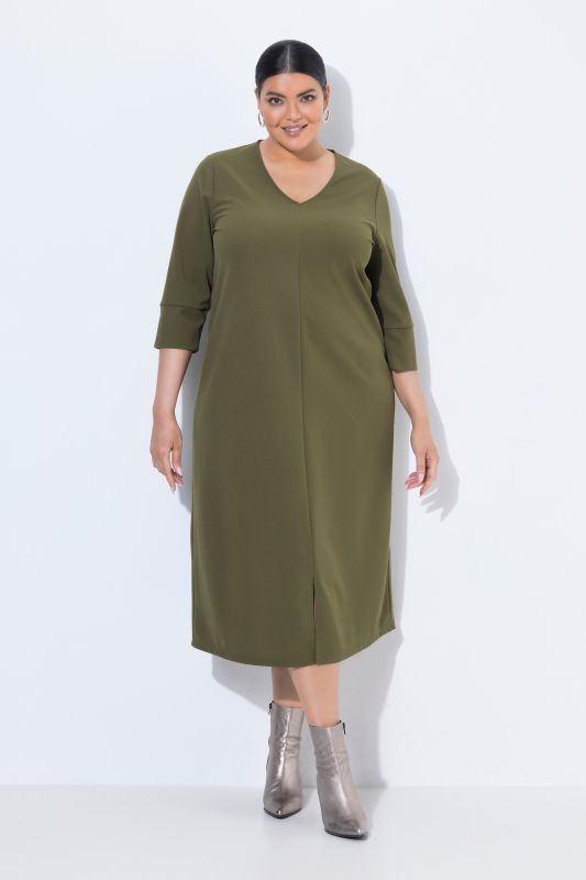 Decorative Seam 3/4 Sleeve Pocket Dress