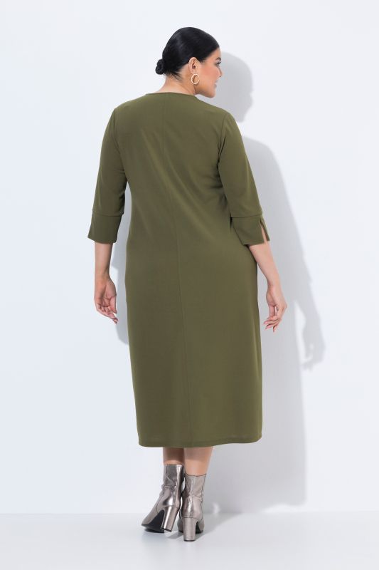 Decorative Seam 3/4 Sleeve Pocket Dress