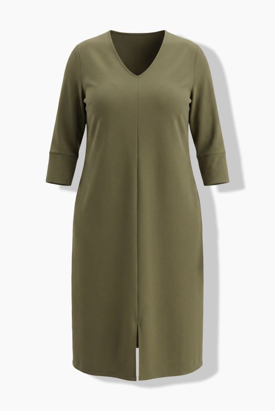 Decorative Seam 3/4 Sleeve Pocket Dress